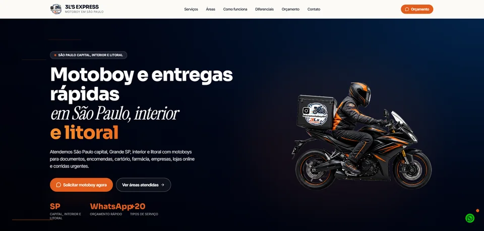 Captura real da página inicial do Express 3L'S