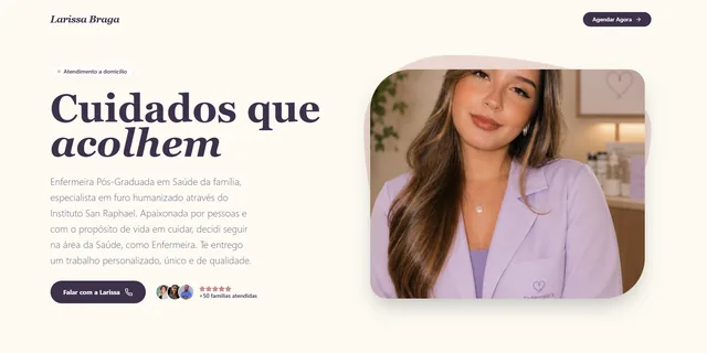 Captura real do site Larissa Braga Enfermeira